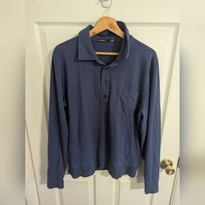 B Draddy Mens Polo Size Medium Blue Shirt Long Sleeve Pullover Top Cotton